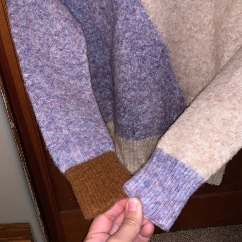 Madewell Cedarbrook Pullover Sweater in Colorblock Size XXS Wool/Camel Hair